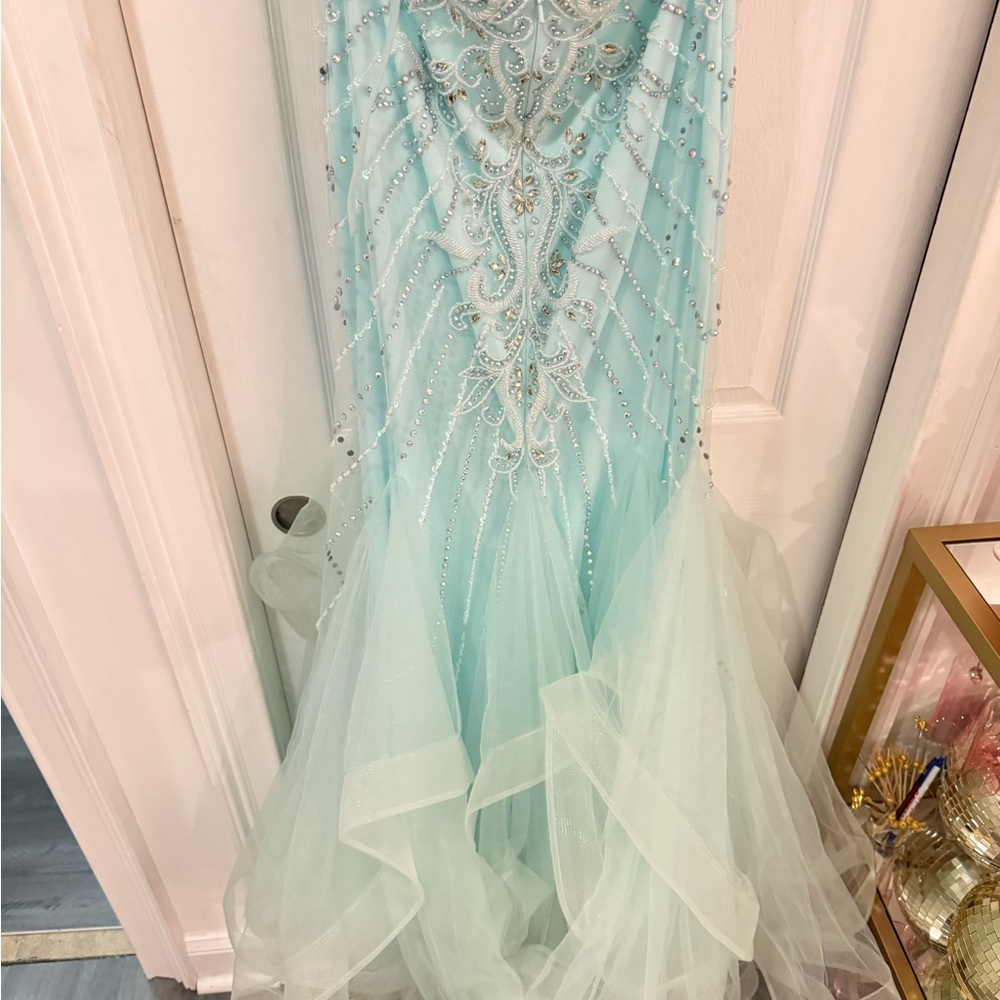 Light Blue Beaded Prom Dress - Picture 11 of 16
